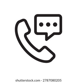 telephone hand drawn icon with speech bubbles and curved receiver lines
