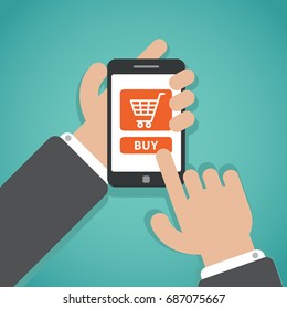 telephone in hands flat illustration telephone mobile touch screen in hands calling text message icon flat vector isolated in icon phone contact  mobile vector icon call writing  contacts, symbol call