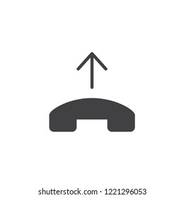 Telephone handset and arrow up vector icon. filled flat sign for mobile concept and web design. Outgoing call simple solid icon. Symbol, logo illustration. Pixel perfect vector graphics