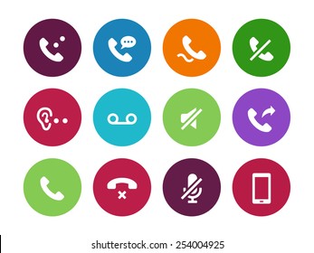 Telephone handset circle icons on white background. Vector illustration.