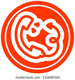 telephone handset with devil tail circular icon symbol