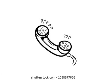 telephone handset doodle vector icon
