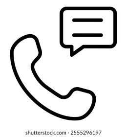 Telephone handset icon with chat. Vector illustration.