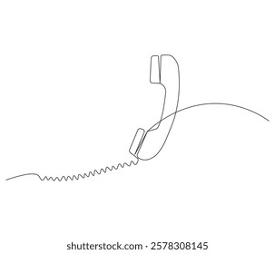 Telephone handset in one continuous line drawing. Symbol of communication. Telephone in simple linear style. Editable outline illustration