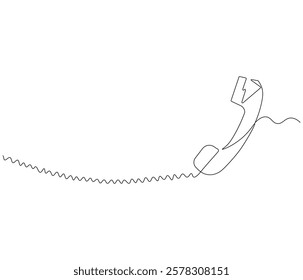 Telephone handset in one continuous line drawing. Symbol of communication. Telephone in simple linear style. Editable outline illustration