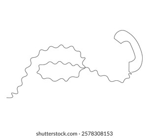 Telephone handset in one continuous line drawing. Symbol of communication. Telephone in simple linear style. Editable outline illustration