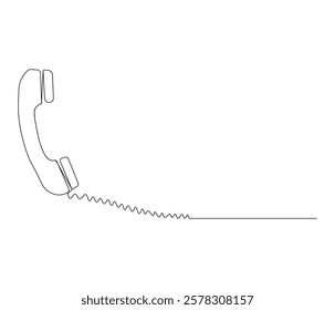 Telephone handset in one continuous line drawing. Symbol of communication. Telephone in simple linear style. Editable outline illustration
