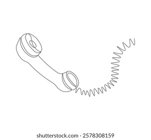 Telephone handset in one continuous line drawing. Symbol of communication. Telephone in simple linear style. Editable outline illustration