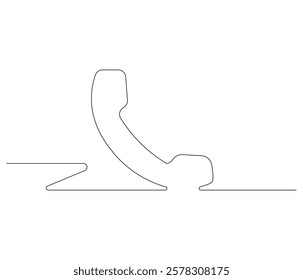 Telephone handset in one continuous line drawing. Symbol of communication. Telephone in simple linear style. Editable outline illustration