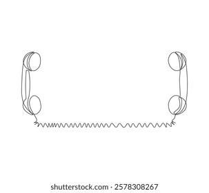 Telephone handset in one continuous line drawing. Symbol of communication. Telephone in simple linear style. Editable outline illustration