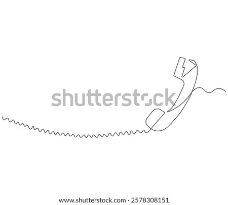 Telephone handset in one continuous line drawing. Symbol of communication. Telephone in simple linear style. Editable outline illustration