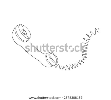 Telephone handset in one continuous line drawing. Symbol of communication. Telephone in simple linear style. Editable outline illustration