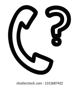 telephone handset with question mark icon symbol