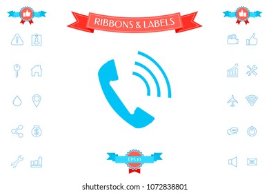 Telephone handset, telephone receiver icon