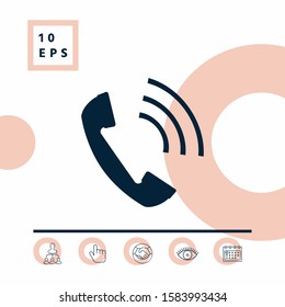 Telephone handset, telephone receiver icon. Graphic elements for your design