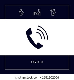 Telephone handset, telephone receiver icon. Graphic elements for your design