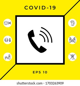 Telephone handset, telephone receiver icon. Graphic elements for your design