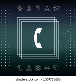 Telephone handset, telephone receiver symbol