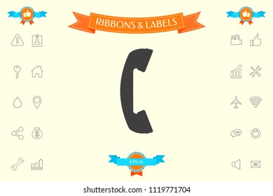 Telephone handset, telephone receiver symbol