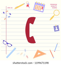 Telephone handset, telephone receiver symbol