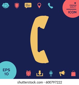 Telephone handset, telephone receiver symbol