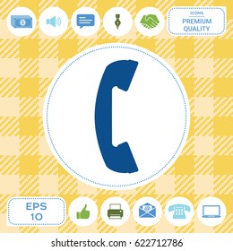 Telephone handset, telephone receiver symbol