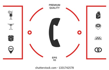 Telephone handset, telephone receiver symbol. Graphic elements for your design