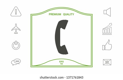 Telephone handset, telephone receiver symbol. Graphic elements for your design