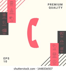 Telephone handset, telephone receiver symbol. Graphic elements for your design