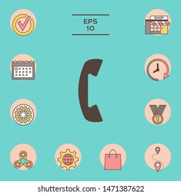 Telephone handset, telephone receiver symbol. Graphic elements for your design