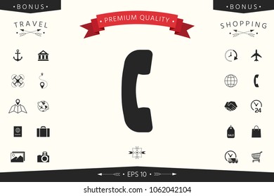 Telephone handset, telephone receiver symbol icon