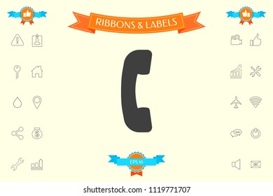 Telephone handset, telephone receiver symbol icon