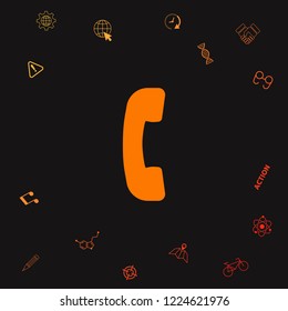 Telephone handset, telephone receiver symbol icon. Graphic elements for your design