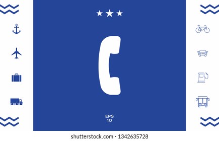 Telephone handset, telephone receiver symbol icon. Graphic elements for your design