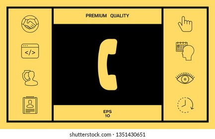 Telephone handset, telephone receiver symbol icon. Graphic elements for your design