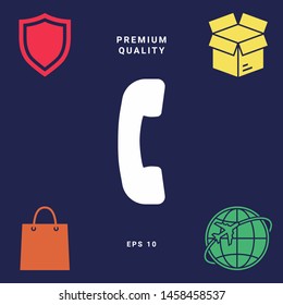 Telephone handset, telephone receiver symbol icon. Graphic elements for your design