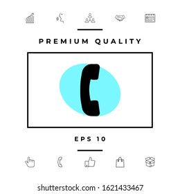 Telephone handset, telephone receiver symbol icon. Graphic elements for your design