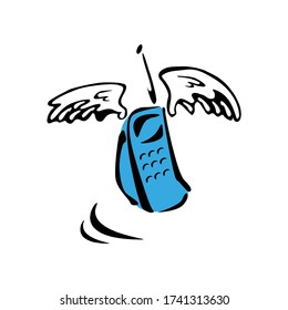 Telephone handset with speaker and microphone. Device with mounted antenna on top of unit. Equipment for safe bond, half-duplex communication phone in EPS10