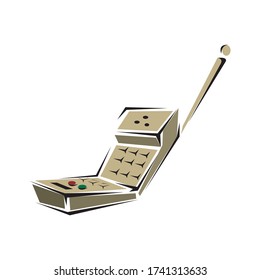 Telephone handset with speaker and microphone. Device with mounted antenna on top of unit. Equipment for safe bond, half-duplex communication phone in EPS10