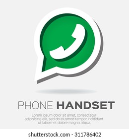 Telephone handset in speech bubble vector icon - green version.