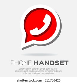 Telephone handset in speech bubble vector icon - red version.