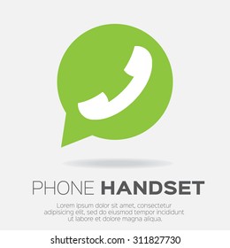 Telephone handset in speech bubble vector icon - green version.