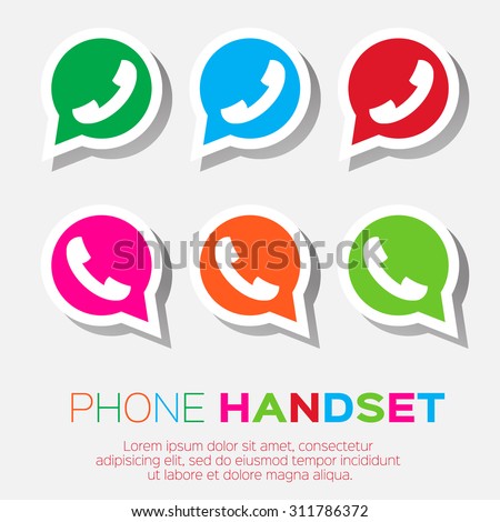 Telephone handset in speech bubble vector icon - colorful version.