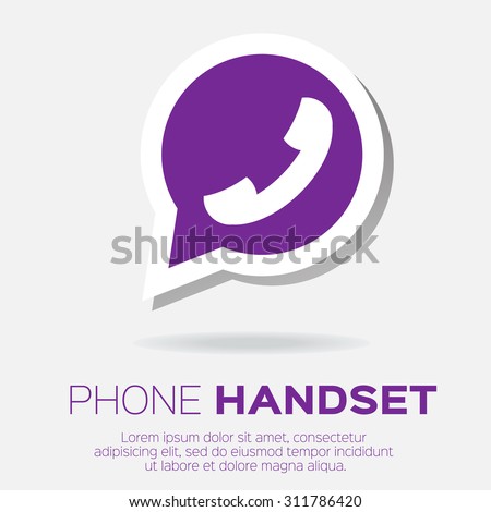 Telephone handset in speech bubble vector icon -  purple version.