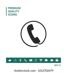 Telephone handset surrounded by a telephone cord - icon