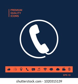 Telephone handset surrounded by a telephone cord - icon