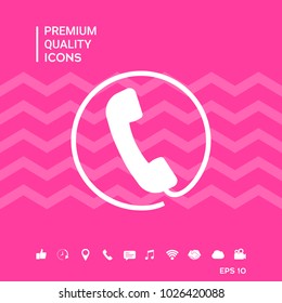 Telephone handset surrounded by a telephone cord - icon