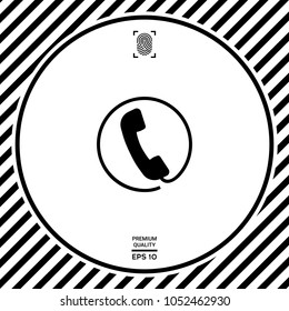 Telephone handset surrounded by a telephone cord - icon
