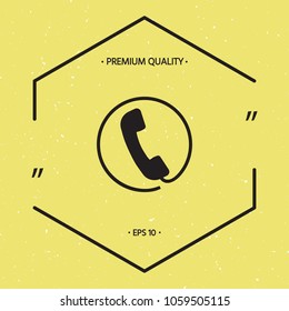 Telephone handset surrounded by a telephone cord - icon