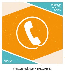 Telephone handset surrounded by a telephone cord - icon